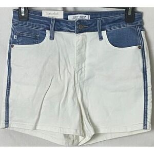 New Judy Blue Shorts White Blue Denim Two‎ Tone Womens  Sz Large